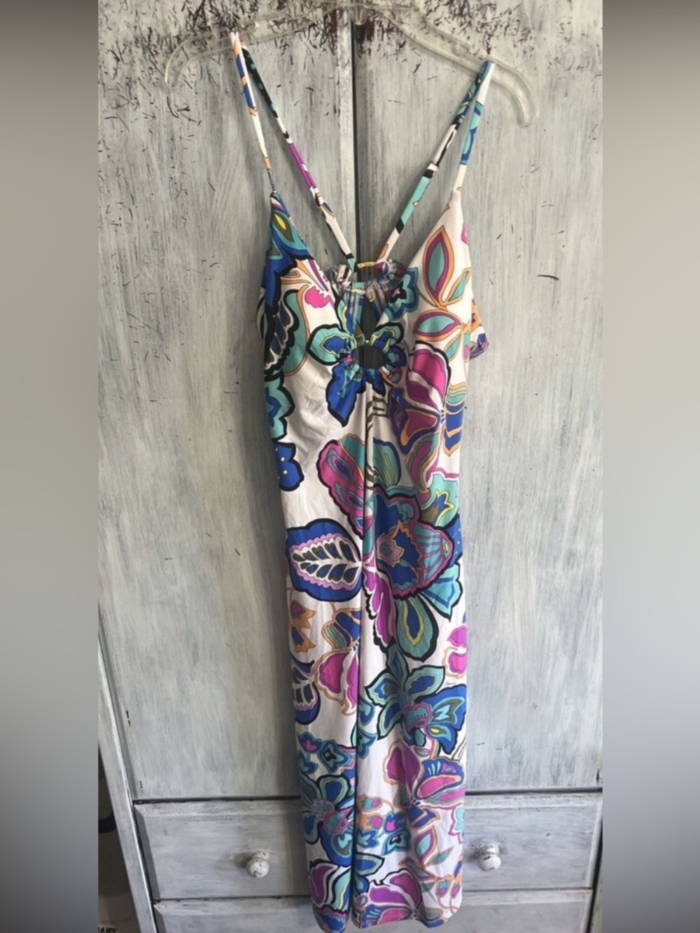 Trina Turk multicolored sleeveless summer dress Y2K Boho Beachy Feminine